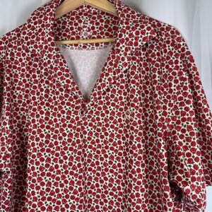 Rhoback Mens XL Red Rose Floral Performance Polo Short Sleeve Golf Shirt